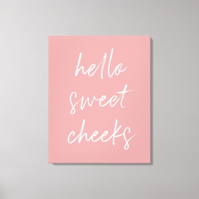 Impressão Em Tela Olá, Doce Cheek Engraçado Banheiro Dusty Rosa Bath (Frente)