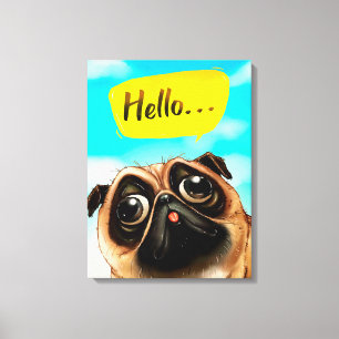 Impressão Em Tela Olá, Pug Gift Idea, Dono do Pug, Presente do Dog 