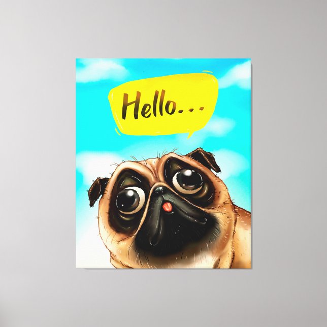 Impressão Em Tela Olá, Pug Gift Idea, Dono do Pug, Presente do Dog L (Frente)