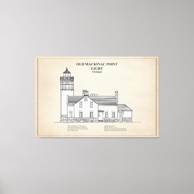Impressão Em Tela Old Mackinac Point Light - Michigan - SBD (Frente)