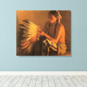 Impressão Em Tela Old War Bonnet de Joseph Henry Sharp