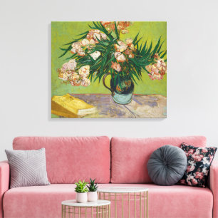 Impressão Em Tela Oleandros Rosa Floral Vida Morta Arte Van Gogh