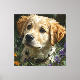 Impressão Em Tela Olhar da Flor Silvestre Cachorrinho Dourado