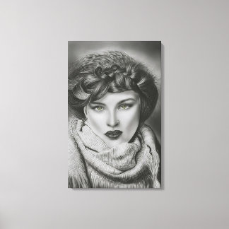 Impressão Em Tela Olhar Esmeralda - Arte de Retrato Surrealista a Ca