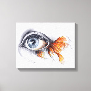 Impressão Em Tela Olho com cauda de peixe Arte de desenho surrealist