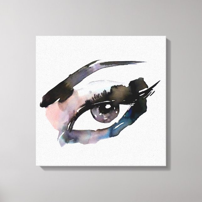 Impressão Em Tela Olhos de aquarela roxos lasca maquiagem (Frente)