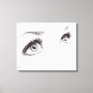 Impressão Em Tela Olhos femininos bonitos Desenho de arte minimalist