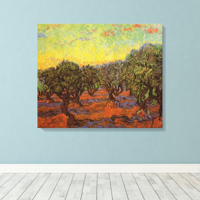Impressão Em Tela Olive Grove, Orange Sky, por Vincent van Gogh (Insitu(piso de madeira))