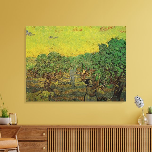 Impressão Em Tela Oliveira com Figuras Colhendo, Vincent van Gogh (Insitu(Sala de estar))