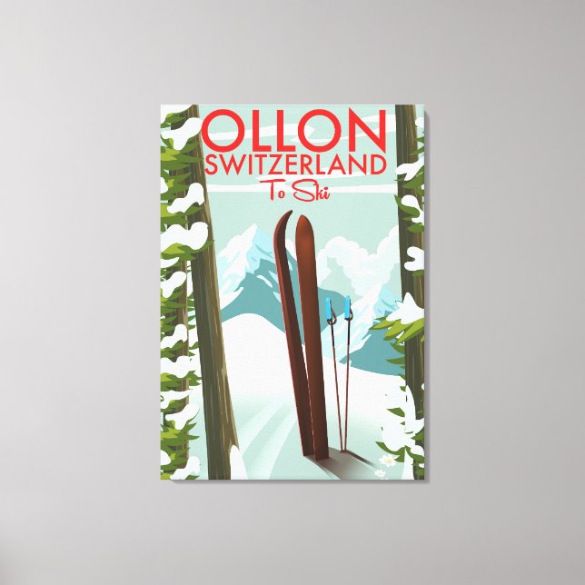 Impressão Em Tela Ollon Suiça Ski (Frente)