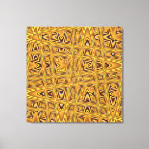 Impressão Em Tela Onda abstrata moderna preta amarela Dourado de