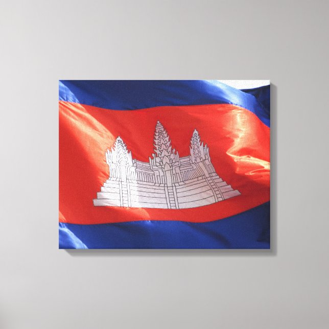 Impressão Em Tela onda de bandeira cambojana (Frente)
