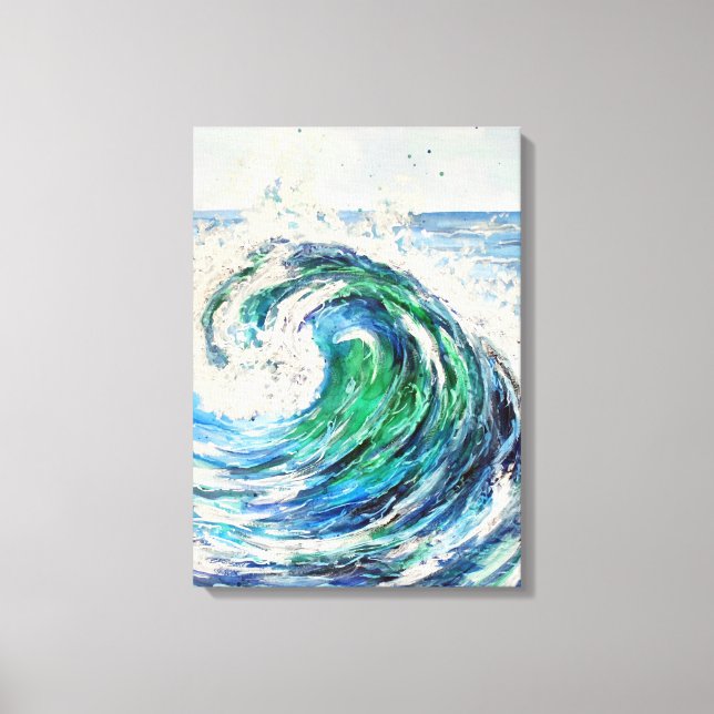 Impressão Em Tela Onda do Oceano Azul (Frente)