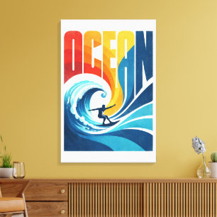 Impressão Em Tela Onda do OCEANO Surfista – Arte de Estilo de Vida S