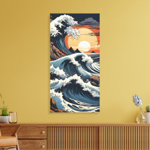 Impressão Em Tela Onda Hokusai Japonês