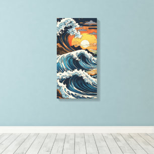 Impressão Em Tela Onda Hokusai Japonês