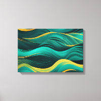 Ondas Abstratas Em Uma Curva De Azul-Verde E Amare