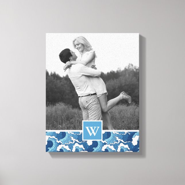 Impressão Em Tela Ondas abstrato | Foto com Monograma| Monograma (Frente)