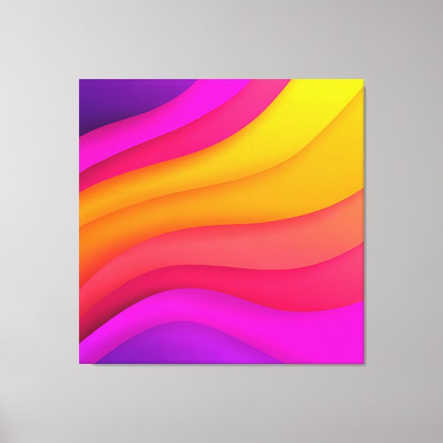 Impressão Em Tela Ondas Arco-íris Magenta (Frente)