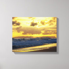Impressão Em Tela Ondas caem na praia de Kauai no Sunset