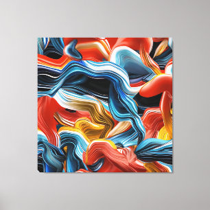 Impressão Em Tela Ondas Coloridas Streams Blue Orange Wall Art