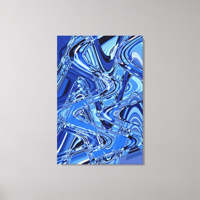 Impressão Em Tela ondas de estradas em azul (Frente)