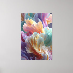 Impressão Em Tela Ondas de Flores Arco-Íris Suaves – Flora Surreal S