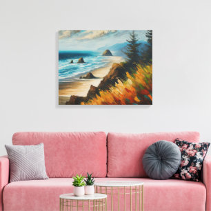 Impressão Em Tela Ondas de Oregon Paisagem Marítima Abstrata