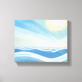 Impressão Em Tela Ondas do Oceano | Aquarela Azul Moderna