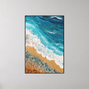 Impressão Em Tela Ondas do Oceano Azul com Costa Empedrada – Arte ab