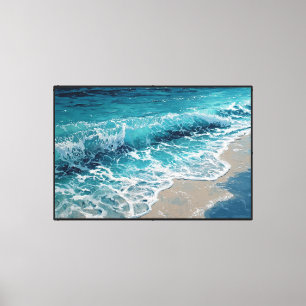 Impressão Em Tela Ondas do Oceano Azul na Arte Abstrata de Parede de