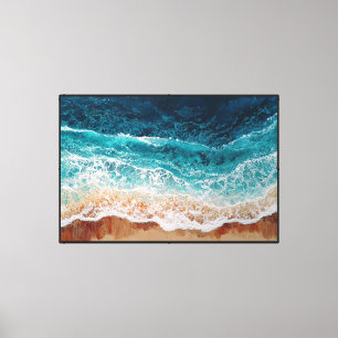 Impressão Em Tela Ondas do Oceano Batendo na Costa Arte Abstrata de