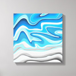Impressão Em Tela Ondas do Oceano | Pintura de Abstrato azul