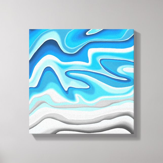 Impressão Em Tela Ondas do Oceano | Pintura de Abstrato azul (Frente)