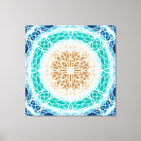 Ondas do Oceano Redondo Mandala Teal e Turquesa