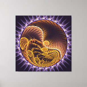 Impressão Em Tela Ondas Douradas arte moderna