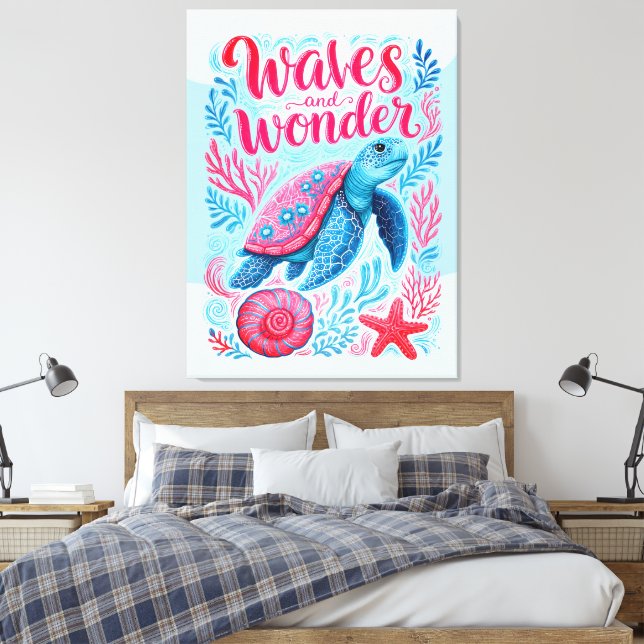 Impressão Em Tela Ondas e Maravilhas (Insitu(Quarto))