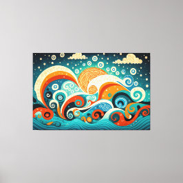 Impressão Em Tela Ondas estéticas do oceano