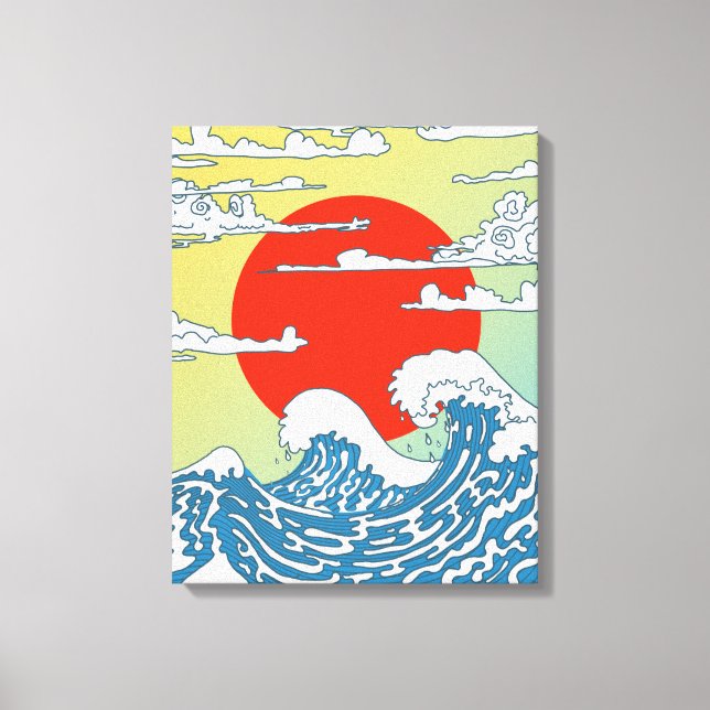 Impressão Em Tela Ondas Japonesas (Frente)