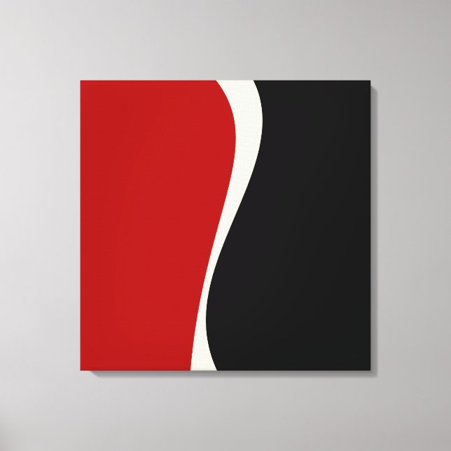 Impressão Em Tela Ondas Simples 2 em Vermelho e Creme (Frente)