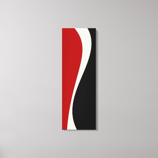 Impressão Em Tela Ondas Simples 2 em Vermelho e Creme (Frente)