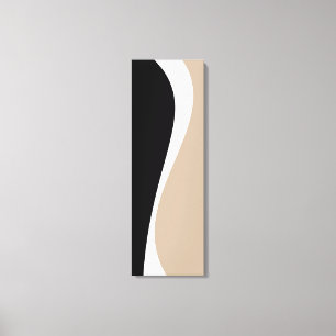 Impressão Em Tela Ondas Simples 2 - Taupe, Preto e Branco