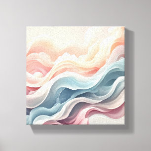 Impressão Em Tela Ondas Sonho Pastel: Arte Abstrata de Fumaça Fluida