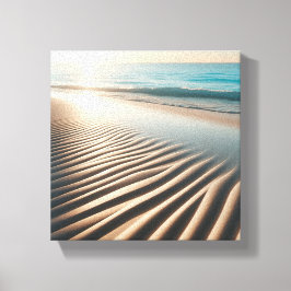 Impressão Em Tela Ondulações de Areia Dourada Minimalista em Praia T