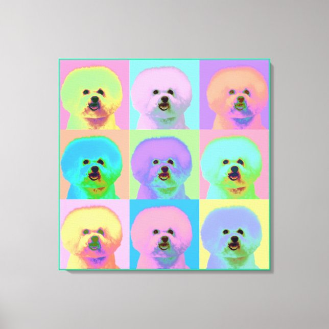 Impressão Em Tela Op Art - Bichon Frise (Frente)