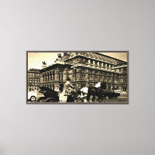 Impressão Em Tela Ópera Staatsoper Fiaker Vintage Áustria Viena
