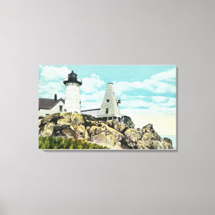 Impressão Em Tela Opinião da praia de York do farol do Nubble