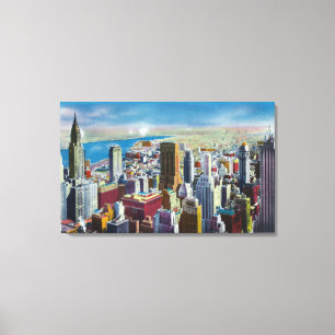 Impressão Em Tela Opinião da skyline do Midtown para East River