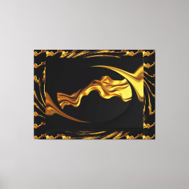 Impressão Em Tela Opulent Swirl Liquid Gold and Black Monochrome Art