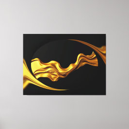 Impressão Em Tela Opulent Swirl Liquid Gold Black Monochrome Achempo